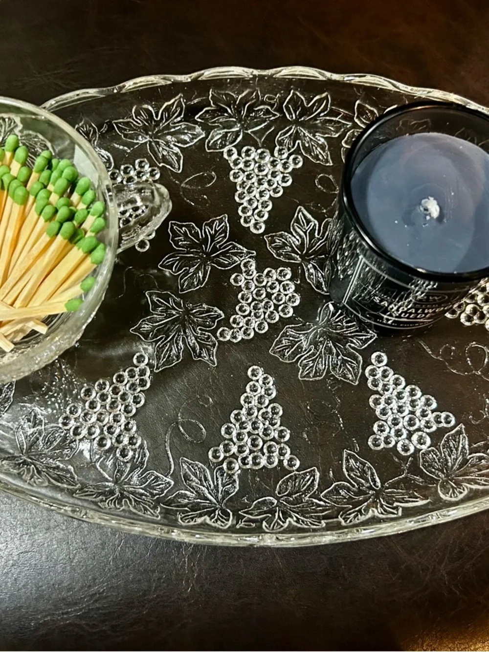 Vintage Anchor Hocking Snack GLASS SERVING TRAY CUP Restyle w striker marches